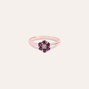Anello Flora Rubini Oro rosa - Varengo Gioielli