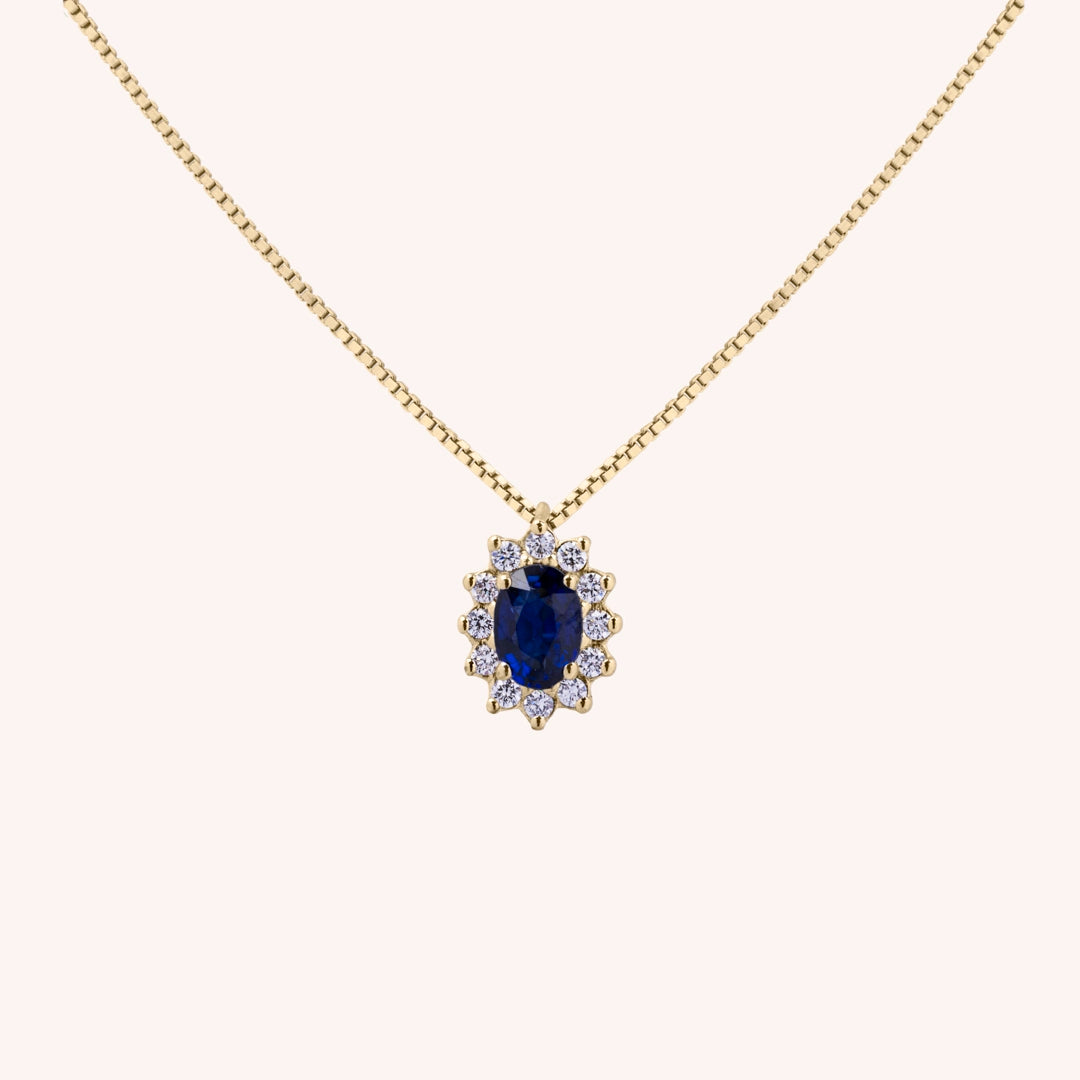 Girocollo Iris Zaffiro 5x7 Oro giallo - Varengo Gioielli