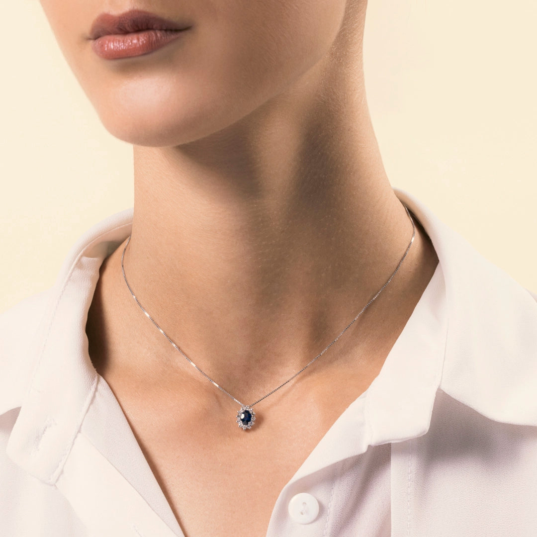 Girocollo Iris Zaffiro 6x4 - Varengo Gioielli