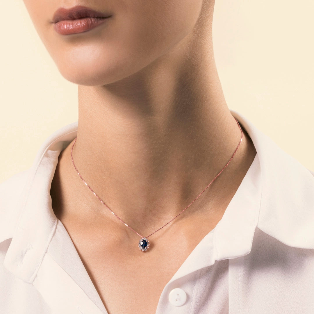 Girocollo Iris Zaffiro 6x4 - Varengo Gioielli