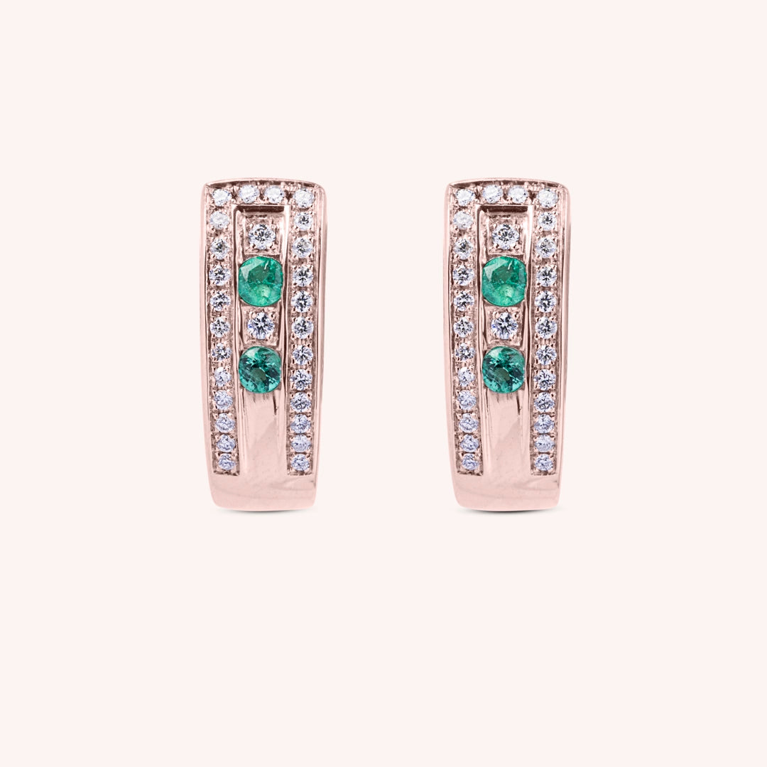 Orecchini Athena Smeraldi Oro rosa - Varengo Gioielli