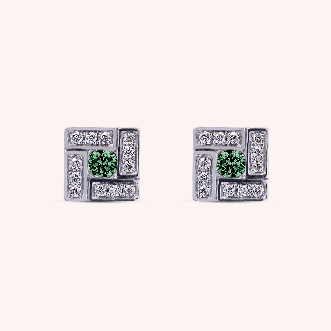 Orecchini Athena Smeraldi 2 Oro bianco - Varengo Gioielli