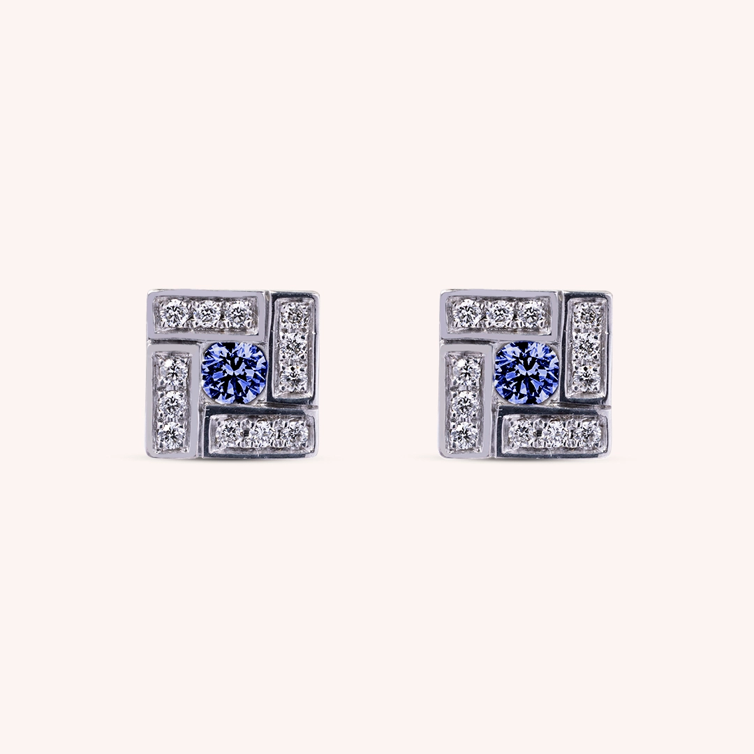 Orecchini Athena Zaffiri 2 Oro bianco - Varengo Gioielli