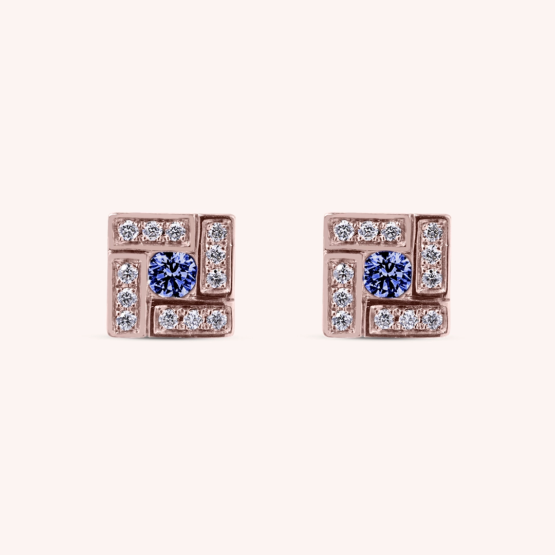 Orecchini Athena Zaffiri 2 Oro rosa - Varengo Gioielli