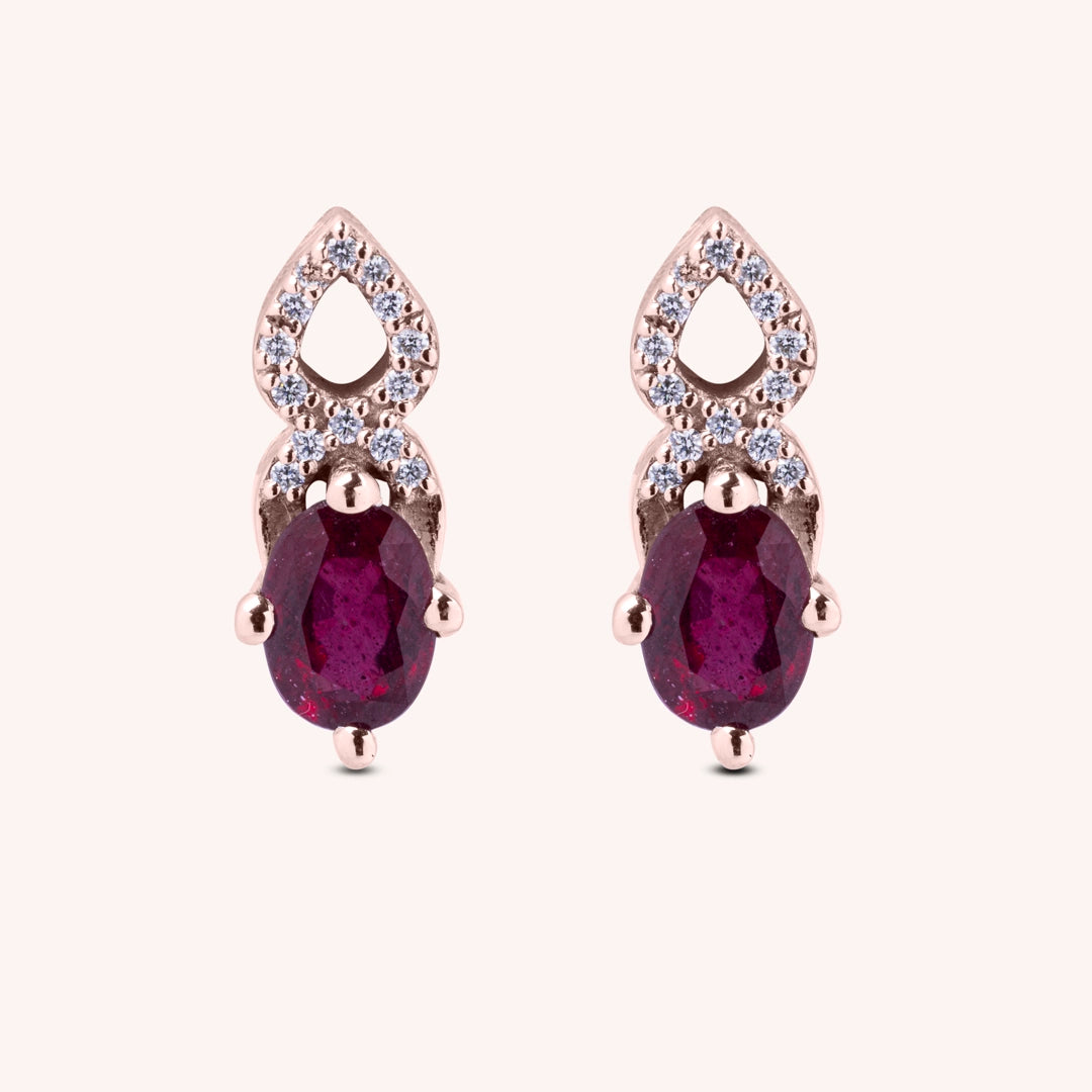 Orecchini Diana Rubini Oro rosa - Varengo Gioielli