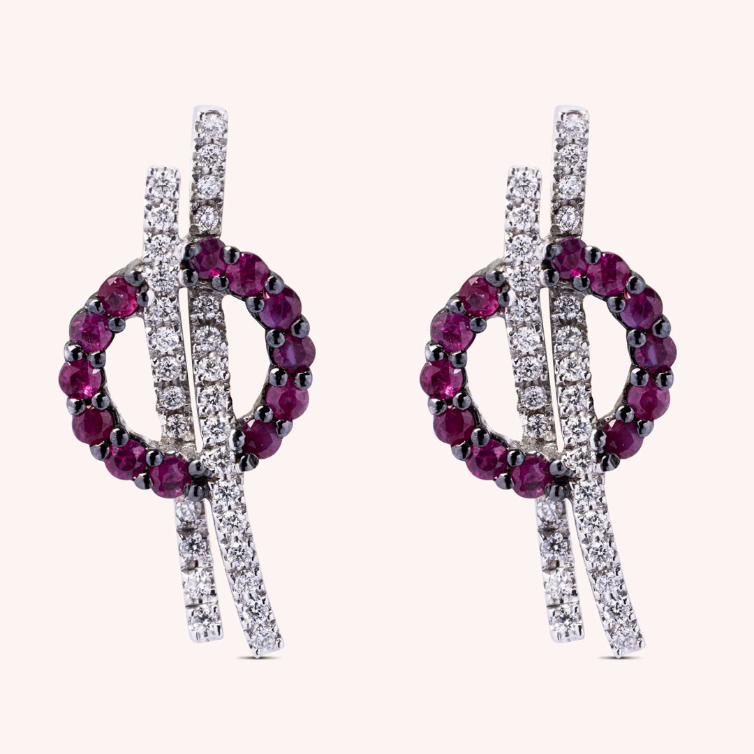 Orecchini Elettra Rubini Oro bianco - Varengo Gioielli