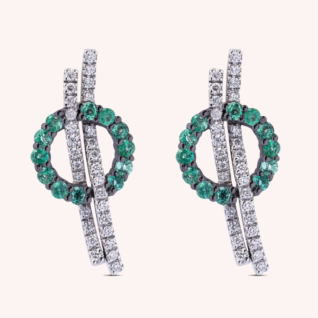 Orecchini Elettra Smeraldi Oro bianco - Varengo Gioielli