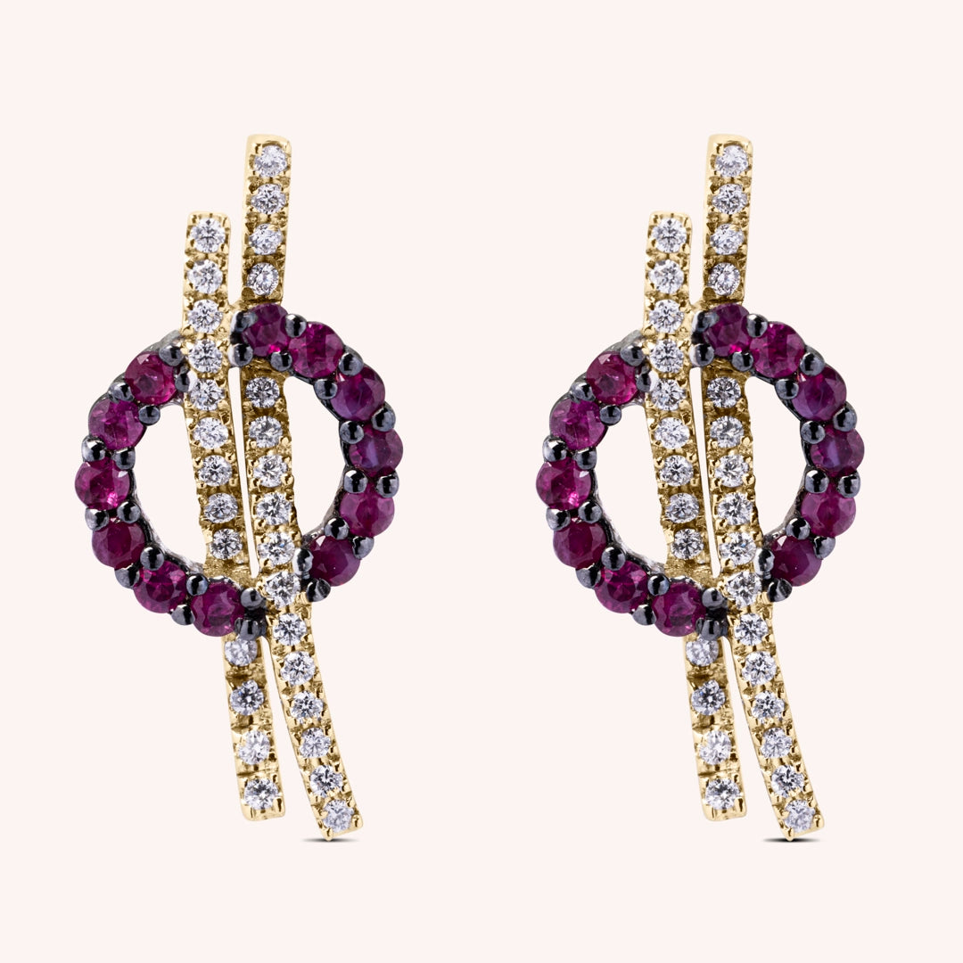 Orecchini Elettra Rubini Oro giallo - Varengo Gioielli