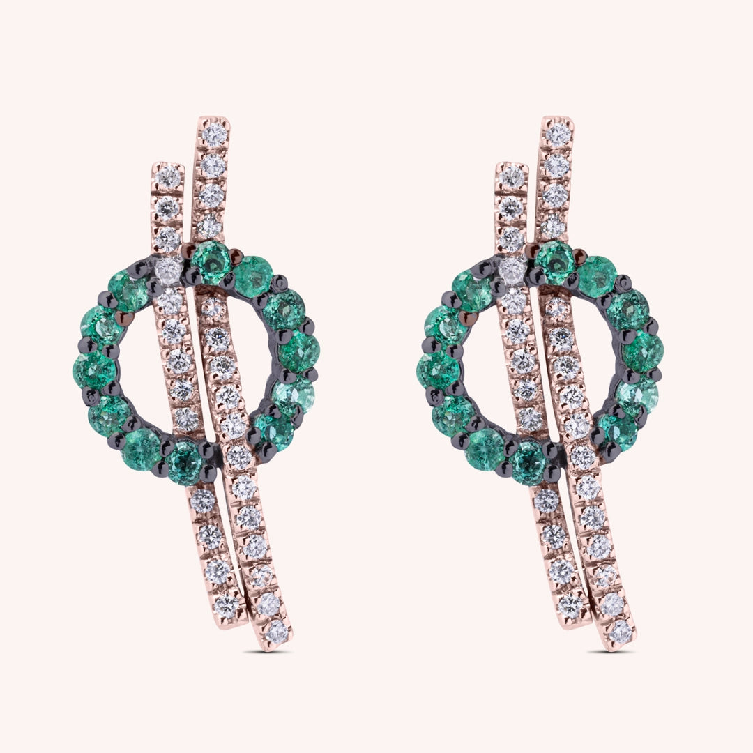 Orecchini Elettra Smeraldi Oro rosa - Varengo Gioielli