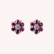 Orecchini Flora Rubini Oro bianco - Varengo Gioielli