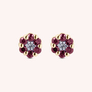 Orecchini Flora Rubini Oro giallo - Varengo Gioielli