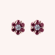 Orecchini Flora Rubini Oro rosa - Varengo Gioielli