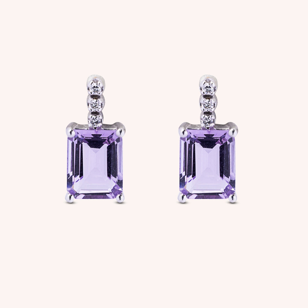 Orecchini Selene Ametiste Oro bianco - Varengo Gioielli