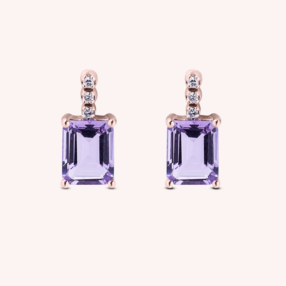 Orecchini Selene Ametiste Oro rosa - Varengo Gioielli