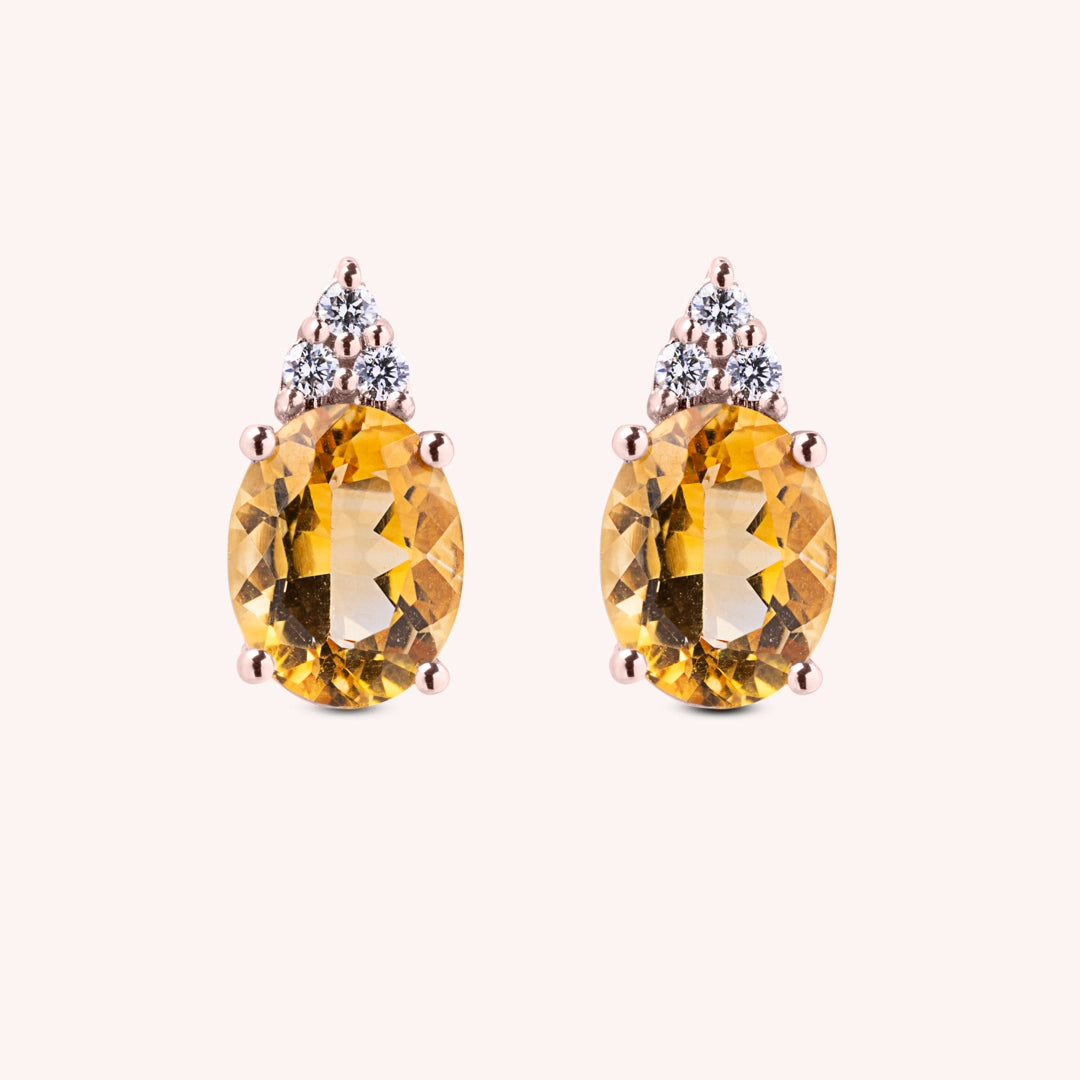 Orecchini Tiche Citrini Oro rosa - Varengo Gioielli